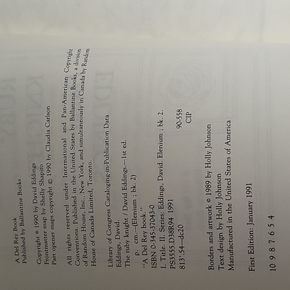 The Ruby Knight Book Two Of The Elenium By David Eddings 1990 Hardcover First Ed - Picture 5 of 8